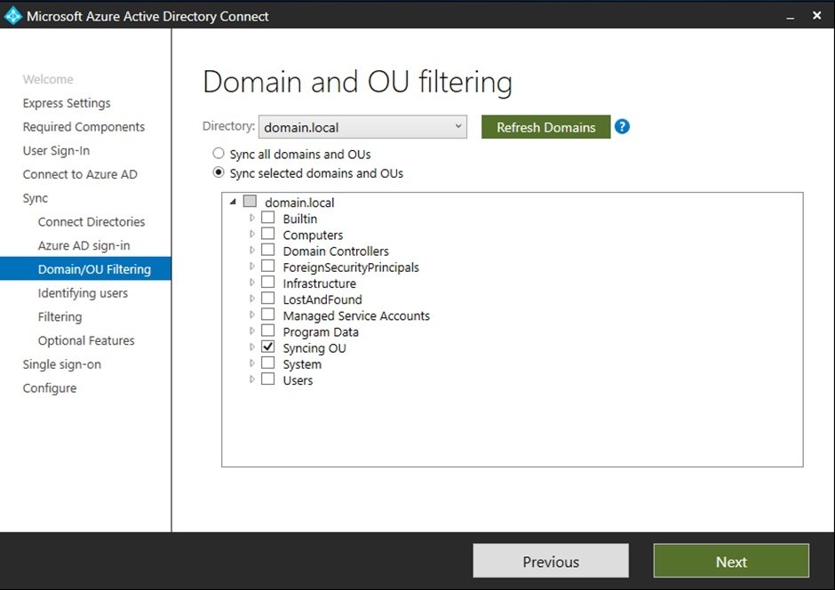 Domain and OU Filtering.