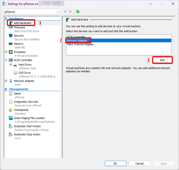 Adding Network Adapter