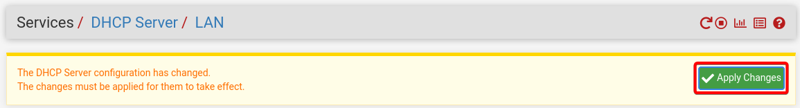 DHCP apply changes