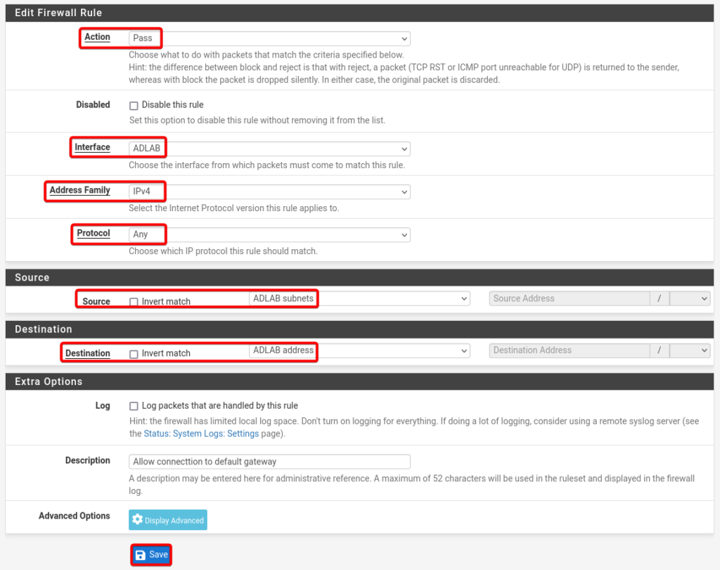 AD Firewall Rule no 3