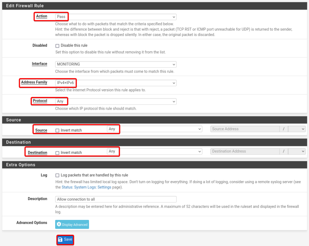 Monitoring Firewall Rule