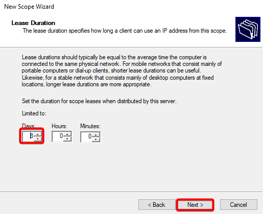 DHCP lease duration