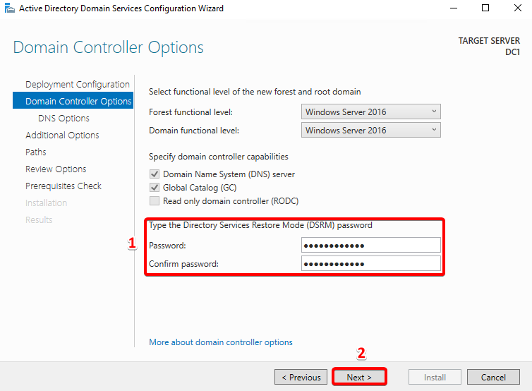 Domain Controller Options