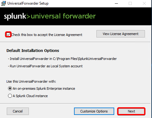 universal forwarder installer