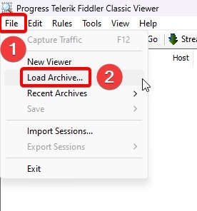 Load archive fiddler 