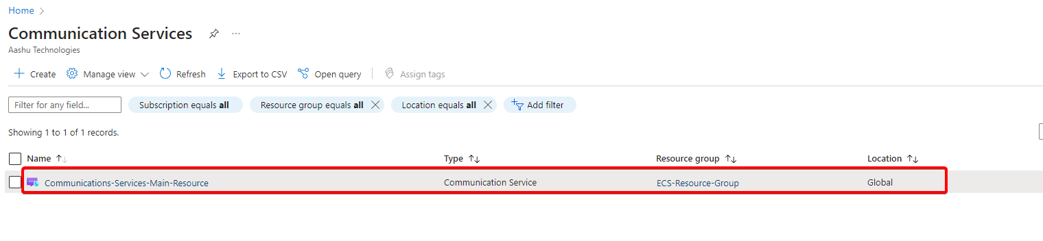 Communication Service instance