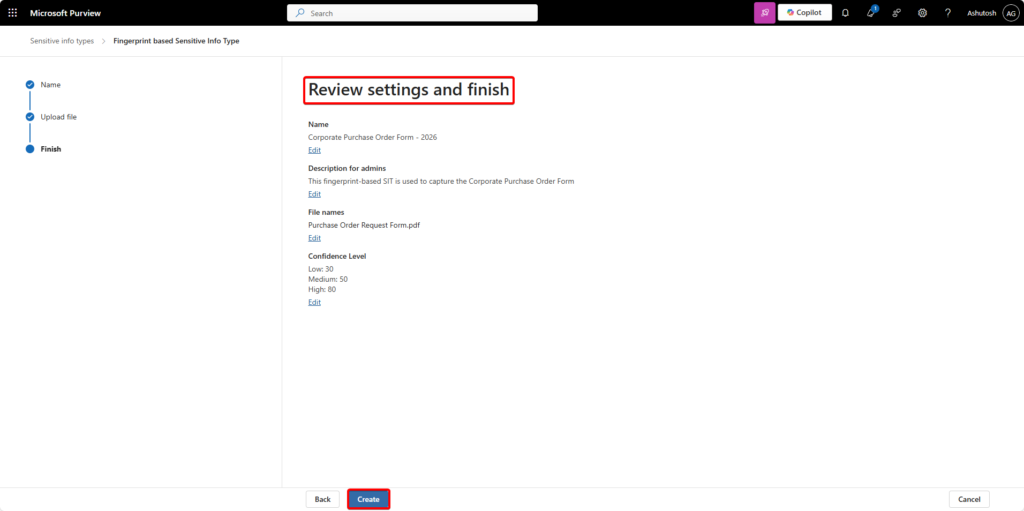 Review the Settings